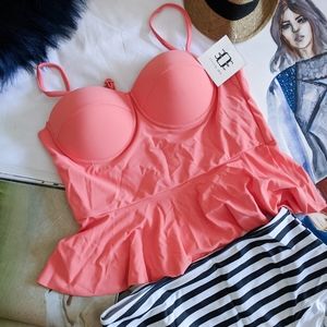 Utah Hot Spring High Waisted Striped Tankini Set